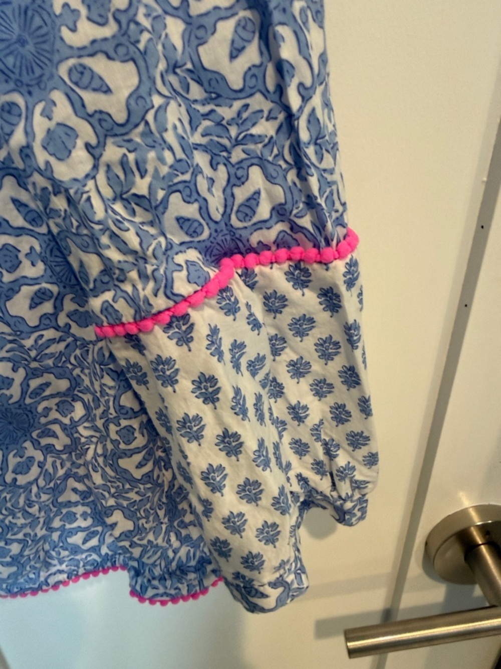 Vineyard Vines Blue & White Floral Cotton Tunic with Pink Trim - Picture 4 of 5